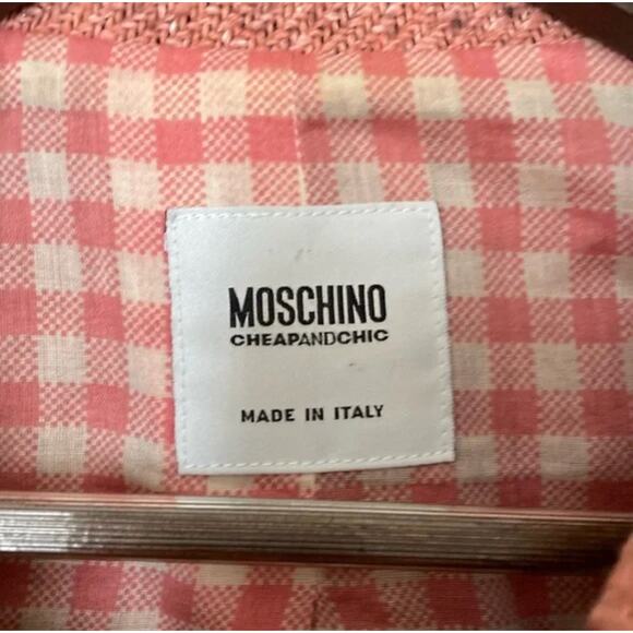 Moschino Pink Tweed Wool Blazer Sz 8 - Picture 2 of 7